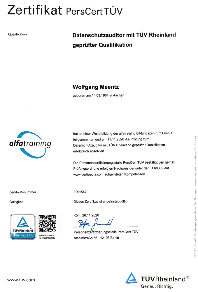 Datenschutzauditor (TÜV)